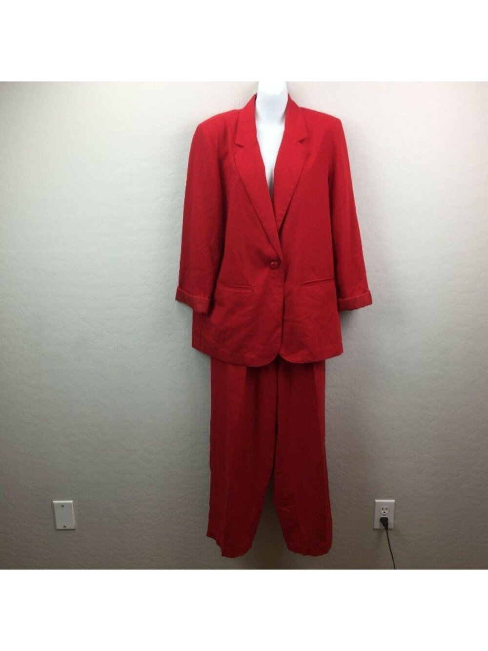 Sag Harbor Womens Red Pant Suit Jacket Coat Office Wear Professional 10 12